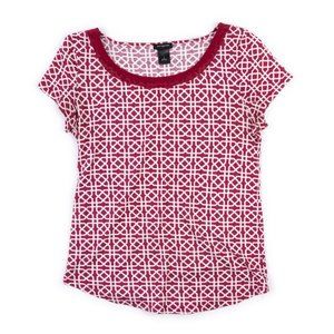 ANN TAYLOR scoop neck geometric pattern top size S